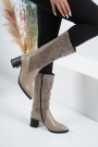 Hakiki Deri Vizon-Vizon Süet Kadın Topuklu Çizme 222127308