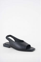 Hakiki Deri Siyah Kadın Düz Sandalet 251103507