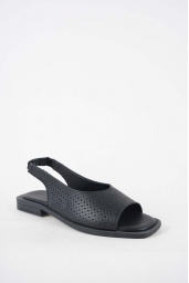 Hakiki Deri Siyah Kadın Düz Sandalet 251103511