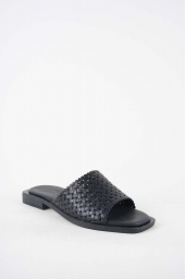 Hakiki Deri Siyah Kadın Düz Terlik 251103606