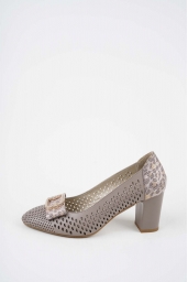 Hakiki Deri Vizon-Vizon Baskılı Kadın Topuklu Ayakkabı 261105101