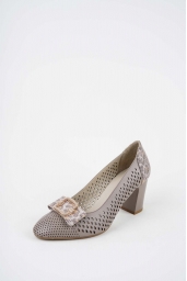 Hakiki Deri Vizon-Vizon Baskılı Kadın Topuklu Ayakkabı 261105101