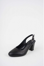 Hakiki Deri Siyah Kadın Topuklu Sandalet 261105501