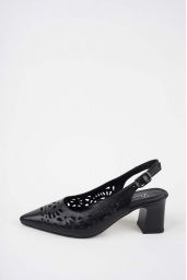 Hakiki Deri Siyah Kadın Topuklu Sandalet 261105502