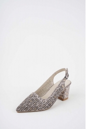 Hakiki Deri Vizon Baskılı Kadın Topuklu Sandalet 261105503