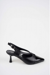 Hakiki Deri Siyah-Siyah Rugan Kadın Topuklu Sandalet 261105505