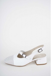 Hakiki Deri Beyaz Kadın Topuklu Sandalet 261105507