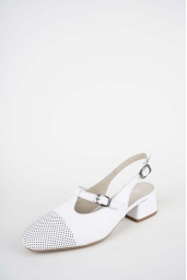 Hakiki Deri Beyaz Kadın Topuklu Sandalet 261105507