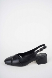 Hakiki Deri Siyah Kadın Topuklu Sandalet 261105508