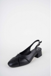 Hakiki Deri Siyah Kadın Topuklu Sandalet 261105508