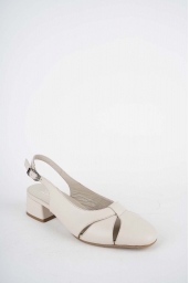 Hakiki Deri Bej Kadın Topuklu Sandalet 261105508