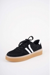 Hakiki Deri Siyah Süet-Beyaz Kadın Casual Ayakkabı 252108104