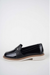 Hakiki Deri Siyah Rugan Kadın Casual Ayakkabı 261108103