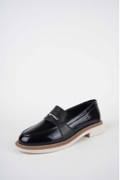 Hakiki Deri Siyah Rugan Kadın Casual Ayakkabı 261108103