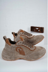 Hakiki Deri Vizon Süet-Taba Süet Kadın Sneaker Ayakkabı 241114101