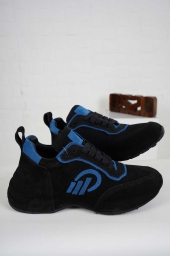 Hakiki Deri Siyah Süet-Sax Süet Kadın Sneaker Ayakkabı 241114101