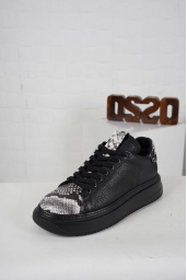 Hakiki Deri Siyah Yılan-Siyah Flt. Kadın Sneaker Ayakkabı 242114103