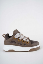 Hakiki Deri Vizon Flt.-Kahve Piton Kadın Sneaker Ayakkabı 242114111
