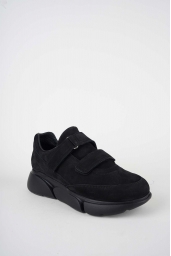 Hakiki Deri Siyah Nubuk Kadın Sneaker Ayakkabı 252114101