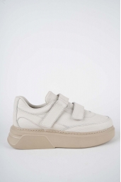 Hakiki Deri Bej Flt. Kadın Sneaker Ayakkabı 252114102