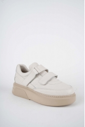 Hakiki Deri Bej Flt. Kadın Sneaker Ayakkabı 252114102