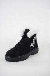 Hakiki Deri Kürklü 41-BYZ YAKA_SYH TBN Kadın Casual Bot 252114200