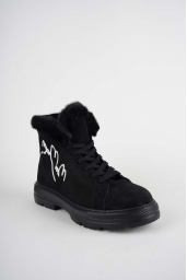 Hakiki Deri Siyah Nubuk-SYH YAKA_SYH TBN Kadın Casual Bot 252114201