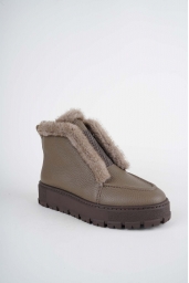 Hakiki Deri Vizon Flt. Kadın Casual Bot 252114202