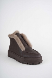 Hakiki Deri Kahve Flt. Kadın Casual Bot 252114202