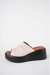 Hakiki Deri Pudra Kadın Dolgu Topuklu Terlik 261114602