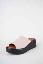 Hakiki Deri Pudra Kadın Dolgu Topuklu Terlik 261114602