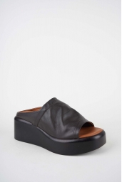 Hakiki Deri Koyu Kahve Kadın Dolgu Topuklu Terlik 261114603