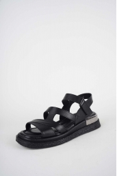 Hakiki Deri Siyah Kadın Düz Sandalet 261118502