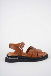 Hakiki Deri Taba Kadın Düz Sandalet 261118504