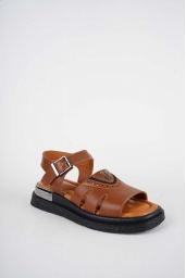 Hakiki Deri Taba Kadın Düz Sandalet 261118504