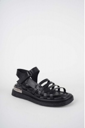 Hakiki Deri Siyah Kadın Düz Sandalet 261118506