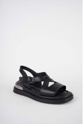 Hakiki Deri Siyah Kadın Düz Sandalet 261118508