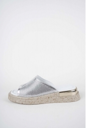 Hakiki Deri Silver Kadın Düz Terlik 261118601