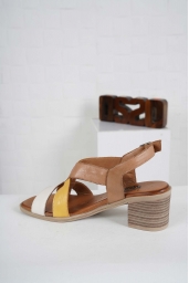 Hakiki Deri Taba-Bej-Sarı Kadın Topuklu Sandalet 241126509