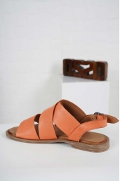 Hakiki Deri Turuncu Kadın Düz Sandalet 241126527
