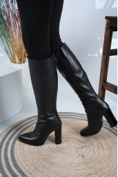 Hakiki Deri Siyah Kadın Yüksek Topuklu Çizme 212127318