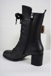 Hakiki Deri Siyah Kadın Topuklu Bot 232127230