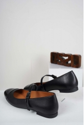 Hakiki Deri Siyah Rugan-Siyah Kadın Babet Ayakkabı 241127109