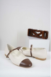 Hakiki Deri Kahve-Bej Kadın Babet Ayakkabı 241127109