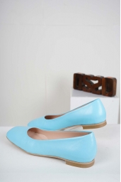 Hakiki Deri Mavi Kadın Babet Ayakkabı 241127113