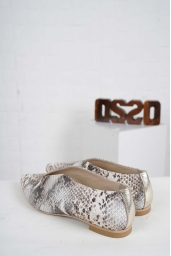 Hakiki Deri Bej Yılan Kadın Babet Ayakkabı 242127116