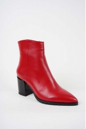 Hakiki Deri Kırmızı Kadın Topuklu Bot 242127205