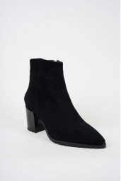 Hakiki Deri Siyah Süet Kadın Topuklu Bot 242127205