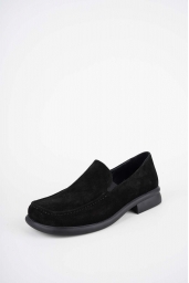 Hakiki Deri Siyah Süet Kadın Loafer Ayakkabı 252134103