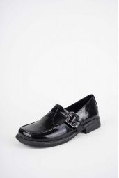 Hakiki Deri Siyah Rugan Kadın Loafer Ayakkabı 252134104